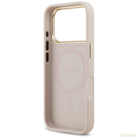 Guess nakładka do iPhone 17 Pro HC MAGSAFE PU W/ PEONY HOT STAMP różowa