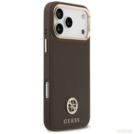 Guess nakładka do iPhone 17 Pro Max HC MAGSAFE PU W/ GRAINED PU STRASS LOGO brązowa