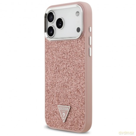 Guess nakładka Glitter Triangle Logo MagSafe do iPhone 17 Pro Max różowa