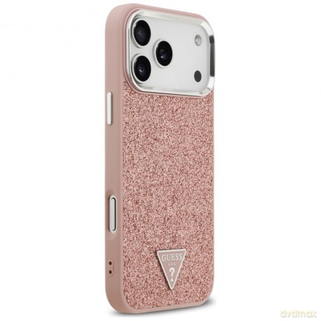 Guess nakładka Glitter Triangle Logo MagSafe do iPhone 17 Pro Max różowa