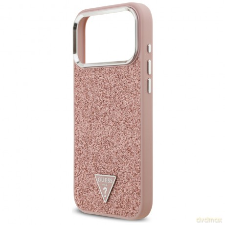 Guess nakładka Glitter Triangle Logo MagSafe do iPhone 17 Pro Max różowa