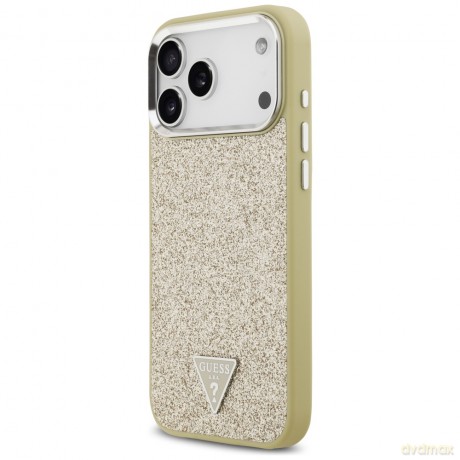 Guess nakładka Glitter Triangle Logo MagSafe do iPhone 17 Pro Max złota