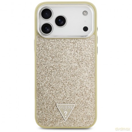 Guess nakładka Glitter Triangle Logo MagSafe do iPhone 17 Pro Max złota
