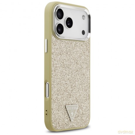 Guess nakładka Glitter Triangle Logo MagSafe do iPhone 17 Pro Max złota
