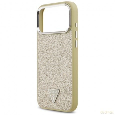 Guess nakładka Glitter Triangle Logo MagSafe do iPhone 17 Pro Max złota