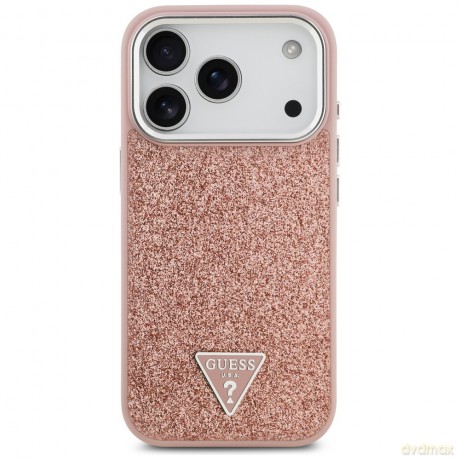 Guess nakładka Glitter Triangle Logo MagSafe do iPhone 17 Pro różowa
