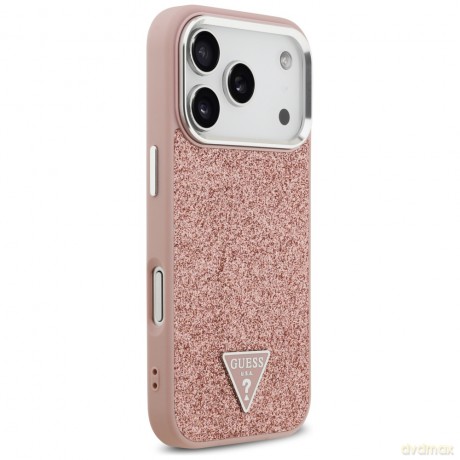 Guess nakładka Glitter Triangle Logo MagSafe do iPhone 17 Pro różowa