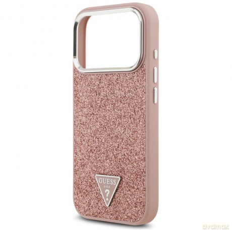 Guess nakładka Glitter Triangle Logo MagSafe do iPhone 17 Pro różowa