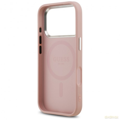 Guess nakładka Glitter Triangle Logo MagSafe do iPhone 17 Pro różowa