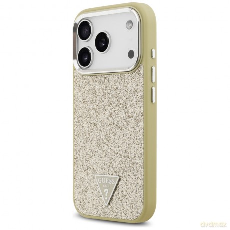 Guess nakładka Glitter Triangle Logo MagSafe do iPhone 17 Pro złota