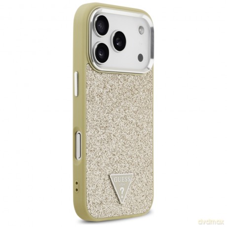 Guess nakładka Glitter Triangle Logo MagSafe do iPhone 17 Pro złota