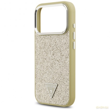 Guess nakładka Glitter Triangle Logo MagSafe do iPhone 17 Pro złota