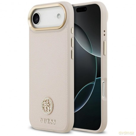 Guess nakładka Grained Strass Logo MagSafe do iPhone Air różowa
