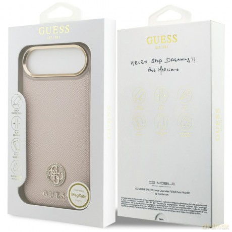 Guess nakładka Grained Strass Logo MagSafe do iPhone Air różowa