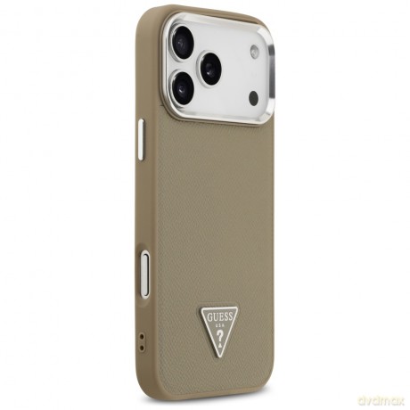 Guess nakładka Grained Triangle Logo MagSafe do iPhone 17 Pro brązowa