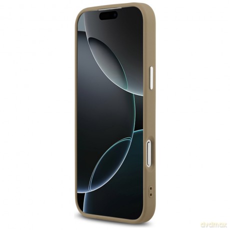 Guess nakładka Grained Triangle Logo MagSafe do iPhone 17 Pro brązowa
