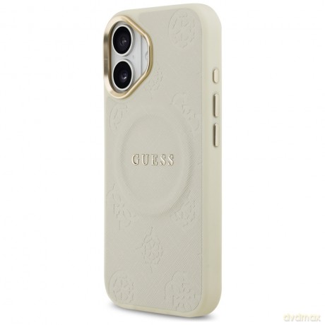 Guess nakładka Peony Hot Stamp MagSafe do iPhone 17 beżowa