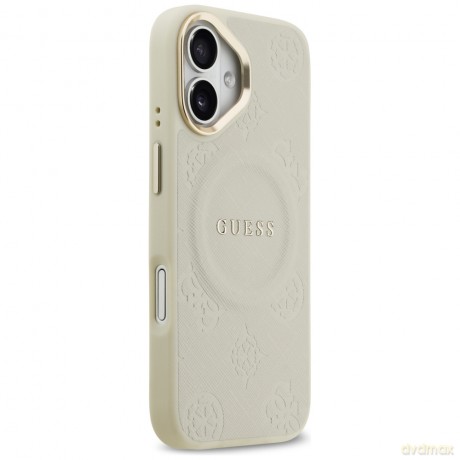 Guess nakładka Peony Hot Stamp MagSafe do iPhone 17 beżowa