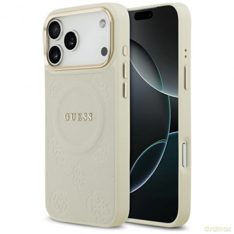 Guess nakładka Peony Hot Stamp MagSafe do iPhone 17 Pro Max beżowa