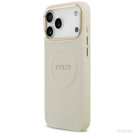 Guess nakładka Peony Hot Stamp MagSafe do iPhone 17 Pro Max beżowa