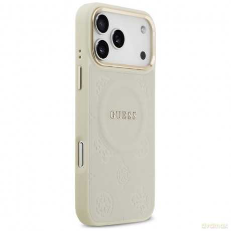 Guess nakładka Peony Hot Stamp MagSafe do iPhone 17 Pro Max beżowa