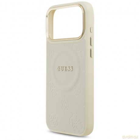 Guess nakładka Peony Hot Stamp MagSafe do iPhone 17 Pro Max beżowa