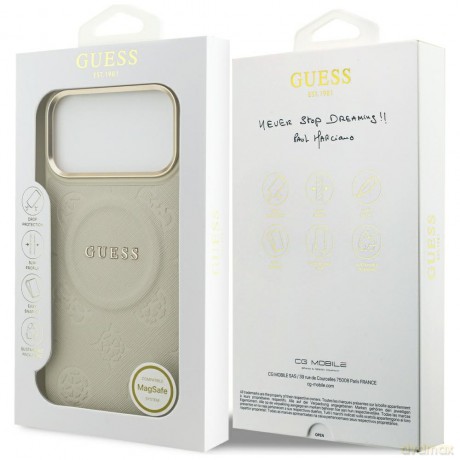 Guess nakładka Peony Hot Stamp MagSafe do iPhone 17 Pro Max beżowa