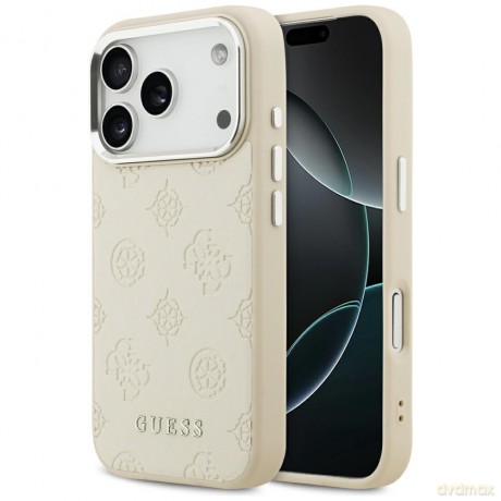 Guess nakładka Peony Hot Stamp Script MagSafe do iPhone 17 Pro beżowa