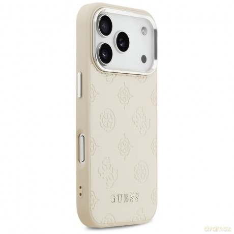 Guess nakładka Peony Hot Stamp Script MagSafe do iPhone 17 Pro beżowa