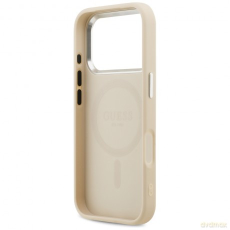 Guess nakładka Peony Hot Stamp Script MagSafe do iPhone 17 Pro beżowa