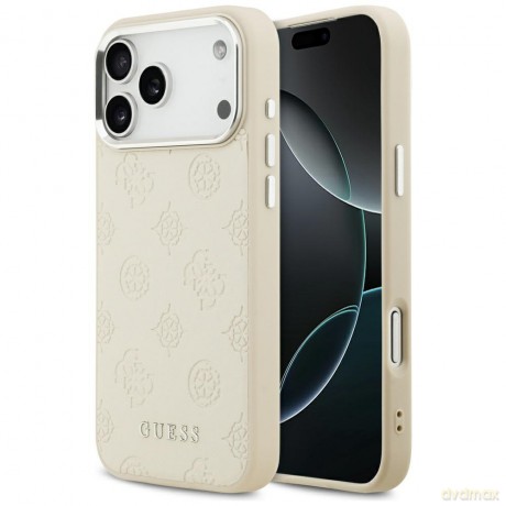 Guess nakładka Peony Hot Stamp Script MagSafe do iPhone 17 Pro Max beżowa