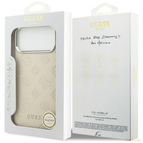 Guess nakładka Peony Hot Stamp Script MagSafe do iPhone 17 Pro Max beżowa