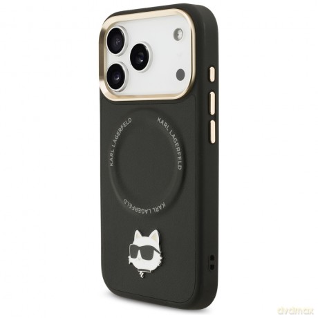 Karl Lagerfeld nakładka Big Strap Choupette Metal Logo MagSafe do iPhone 17 Pro czarna