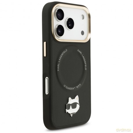 Karl Lagerfeld nakładka Big Strap Choupette Metal Logo MagSafe do iPhone 17 Pro czarna