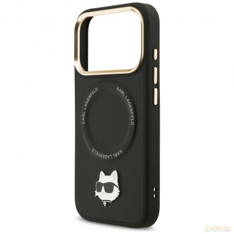 Karl Lagerfeld nakładka Big Strap Choupette Metal Logo MagSafe do iPhone 17 Pro czarna