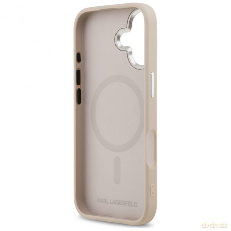 Karl Lagerfeld nakładka Magsafe PU case with Karl&Choupette heads pins logo and metal camera buttons do iPhone 17 beżowa