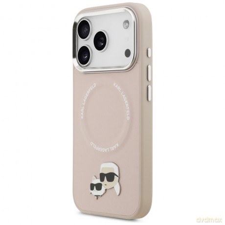 Karl Lagerfeld nakładka Magsafe PU case with Karl&Choupette heads pins logo and metal camera buttons do iPhone 17 Pro beżowa