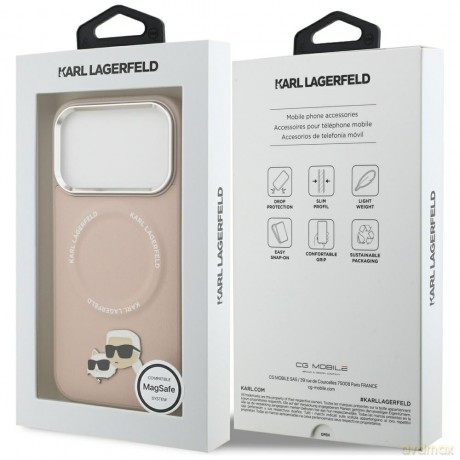 Karl Lagerfeld nakładka Magsafe PU case with Karl&Choupette heads pins logo and metal camera buttons do iPhone 17 Pro beżowa