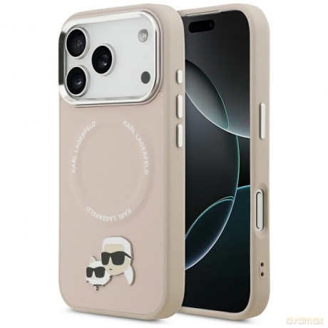 Karl Lagerfeld nakładka Magsafe PU case with Karl&Choupette heads pins logo and metal camera buttons do iPhone 17 Pro Max beżowa
