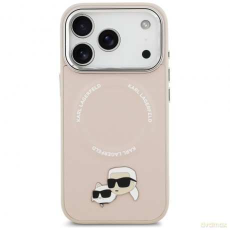 Karl Lagerfeld nakładka Magsafe PU case with Karl&Choupette heads pins logo and metal camera buttons do iPhone 17 Pro Max beżowa
