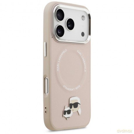 Karl Lagerfeld nakładka Magsafe PU case with Karl&Choupette heads pins logo and metal camera buttons do iPhone 17 Pro Max beżowa