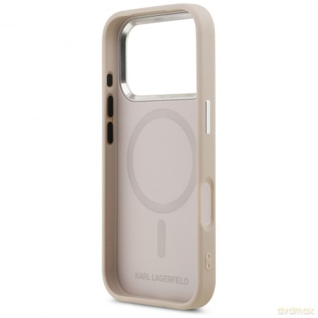 Karl Lagerfeld nakładka Magsafe PU case with Karl&Choupette heads pins logo and metal camera buttons do iPhone 17 Pro Max beżowa
