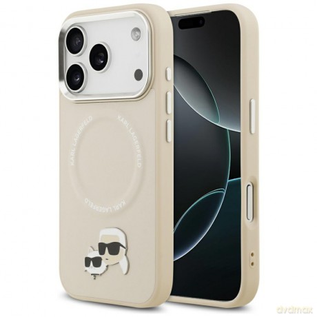 Karl Lagerfeld nakładka Magsafe PU case with Karl&Choupette heads pins logo and metal camera buttons do iPhone 17 Pro Max szara