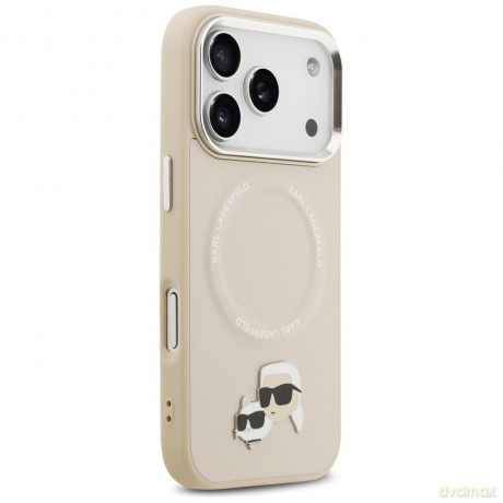 Karl Lagerfeld nakładka Magsafe PU case with Karl&Choupette heads pins logo and metal camera buttons do iPhone 17 Pro szara
