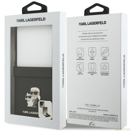 Karl Lagerfeld nakładka Saffiano Karl&Choupette Pin do Samsung Galaxy Z Flip7 czarna