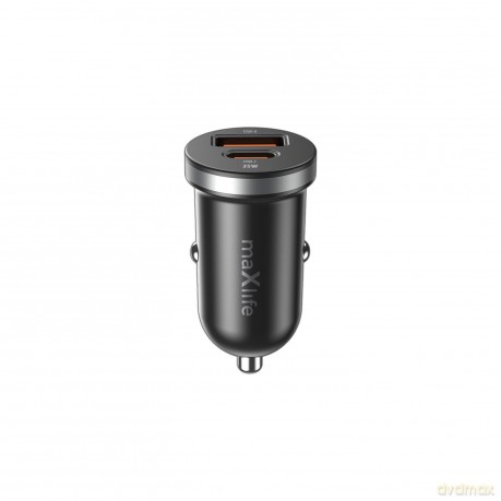 Maxlife ładowarka samochodowa PD QC MXCC-05 1x USB-C 1x USB 35W czarna