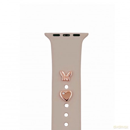 Pin Charms zestaw do paska do zegarka motyl różowo złoty