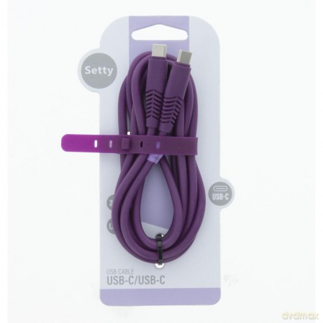 Setty kabel USB-C - USB-C 1,5m 2,1A KSC-C-1.5219 fioletowy