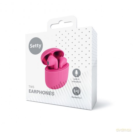 Setty słuchawki Bluetooth TWS z etui ładującym STWS-16 różowe