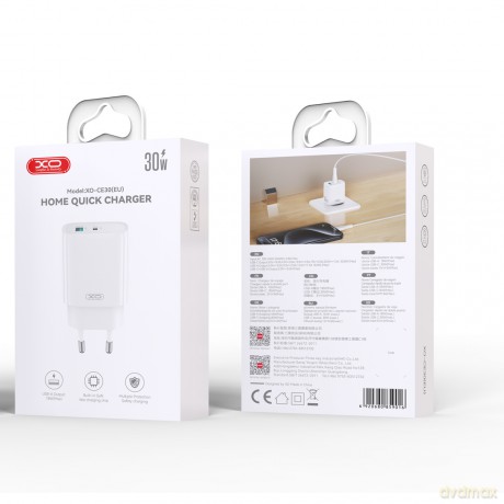 XO ładowarka sieciowa CE30 PD 30W 1x USB-C 1x USB biała